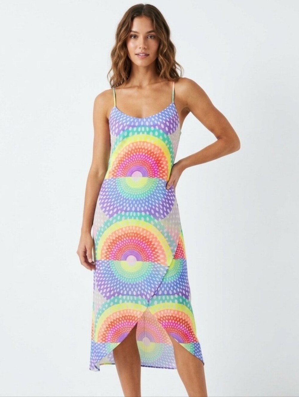 Mara Hoffman Multicolor Electrolight Rainbow Halo Slip Midi Dress - Size S Women